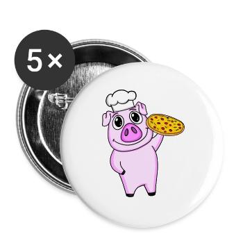Pizza Maker Pizza Chef Porc Italien - Lot de 5 grands badges (56 mm) - blanc - Devant