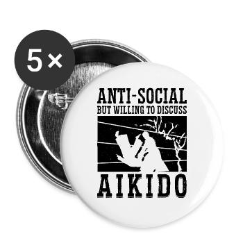 Anti-Social But Willing Aikido Fighter Samurai - Buttons large 2.2''/56 mm (5-pack) - white - Front