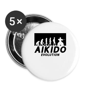 Aikido Evolution Fighter Martial Arts Samurai Judo - Buttons large 2.2''/56 mm (5-pack) - white - Front