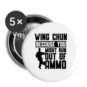 Wing Chun Because You Might Run Fighter Combat - Buttons large 2.2''/56 mm (5-pack) - white - Front