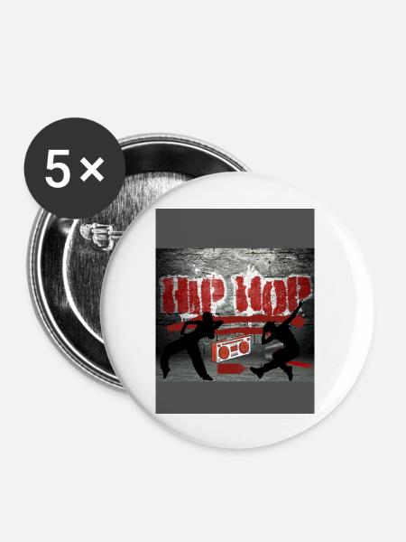 Hip Hop - Buttons groß 56 mm (5er Pack) - Weiß