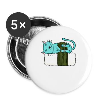 Sushi Chat - Lot de 5 grands badges (56 mm) - blanc - Devant