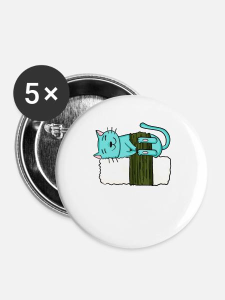 Sushi Katze - Buttons groß 56 mm (5er Pack) - Weiß