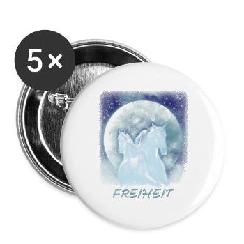 Pferde Mädchen Freiheit - Buttons groß 56 mm (5er Pack) - Weiß - Vorne