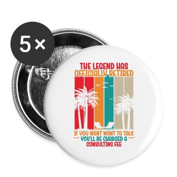 The legend is officially retired - Buttons large 2.2''/56 mm (5-pack) - white - Front