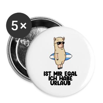 Urlaub Alpaka - Buttons groß 56 mm (5er Pack) - Weiß - Vorne