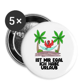 Urlaub - Buttons groß 56 mm (5er Pack) - Weiß - Vorne