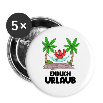 Urlaub Papagei - Buttons groß 56 mm (5er Pack) - Weiß - Vorne