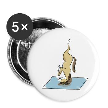 Yoga Pony - Kopfstand - Buttons groß 56 mm (5er Pack) - Weiß - Vorne
