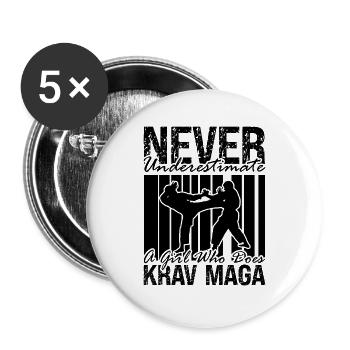Never Underestimate A Krav Maga Black Belt Fighter - Buttons large 2.2''/56 mm (5-pack) - white - Front