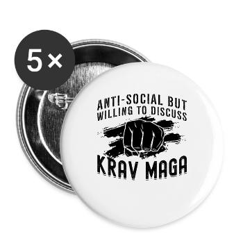 Anti-Social But Krav Maga Martial Arts MMA Fighter - Buttons large 2.2''/56 mm (5-pack) - white - Front