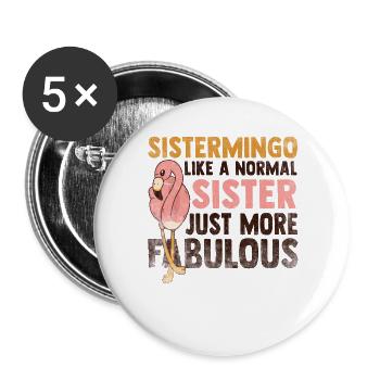 Sistermingo Like Normal Sister Flamingo - Buttons large 2.2''/56 mm (5-pack) - white - Front