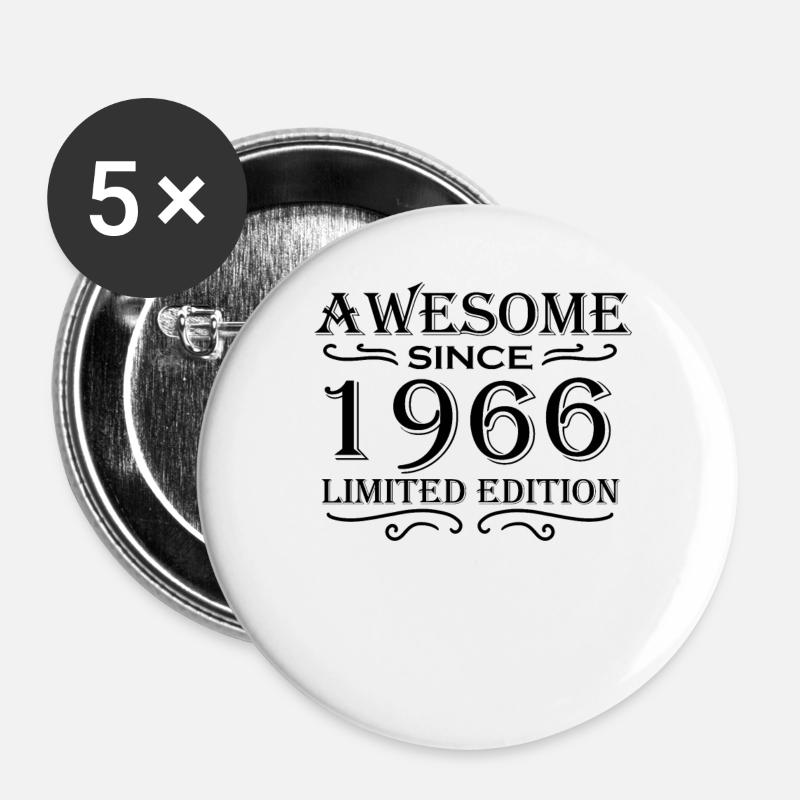 1966 - Born 1966 - Buttons large 2.2''/56 mm (5-pack) - white