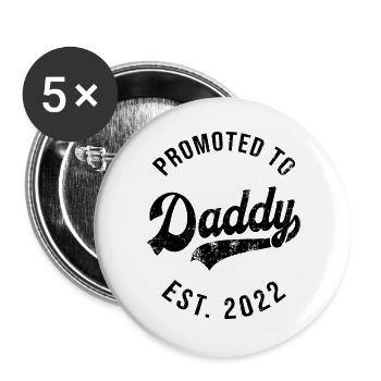 Herren lustig 1. Mal Papa Est 2022 Erster Vatertag - Buttons groß 56 mm (5er Pack) - Weiß - Vorne