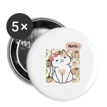 Cute little cat - meow - Buttons large 2.2''/56 mm (5-pack) - white - Front
