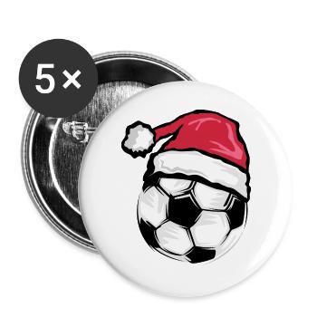 xmas santa claus Fußball Symbol Ball Illustration - Buttons groß 56 mm (5er Pack) - Weiß - Vorne