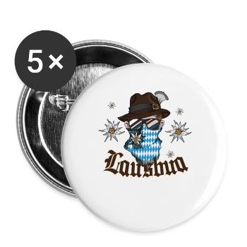 Trachten Bayern Süddeutschland Dirndl Lausbua - Buttons groß 56 mm (5er Pack) - Weiß - Vorne