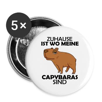 Capybara Wasserschwein - Buttons groß 56 mm (5er Pack) - Weiß - Vorne