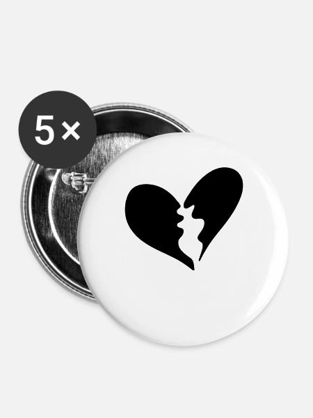 Gebrochenes Herz - Buttons groß 56 mm (5er Pack) - Weiß
