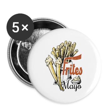 frites et mayonnaise - Lot de 5 grands badges (56 mm) - blanc - Devant