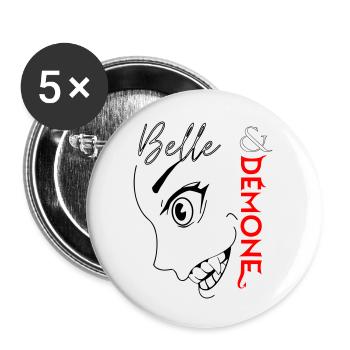Belle et demone (Vampire style) - Lot de 5 grands badges (56 mm) - blanc - Devant