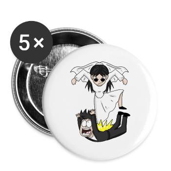 Heirat Meme Lustig - Buttons groß 56 mm (5er Pack) - Weiß - Vorne