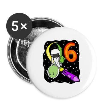 Junge 6 Jahre alt - Ich bin 6 - 6. Geburtstag - Buttons groß 56 mm (5er Pack) - Weiß - Vorne