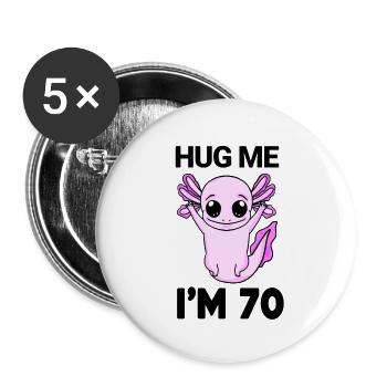 70 Geburtstag - 70 Jahre - Umarmung - Buttons groß 56 mm (5er Pack) - Weiß - Vorne