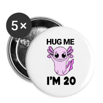 20 birthday - 20 years - hug - Buttons large 2.2''/56 mm (5-pack) - white - Front
