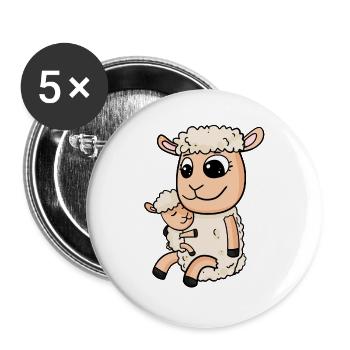 Sheep with baby Sheep - Buttons large 2.2''/56 mm (5-pack) - white - Front