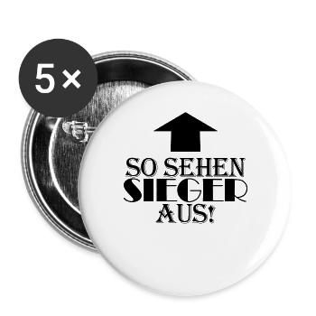 Sieger Erster Gewinner - Buttons groß 56 mm (5er Pack) - Weiß - Vorne