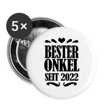 Bester Onkel seit 2022 - Buttons groß 56 mm (5er Pack) - Weiß - Vorne