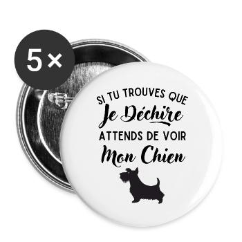 Mon Chien déchire 2 - Lot de 5 grands badges (56 mm) - blanc - Devant