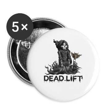 Sport Motivation Sensenmann Skelett Dead.Lift - Buttons groß 56 mm (5er Pack) - Weiß - Vorne