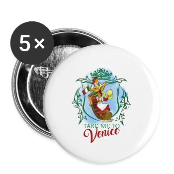 TAKE ME TO VENICE - Buttons large 2.2''/56 mm (5-pack) - white - Front