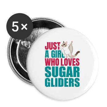 NUR EIN MÄDCHEN, DAS ZUCKERGLEITER LIEBT - Buttons groß 56 mm (5er Pack) - Weiß - Vorne
