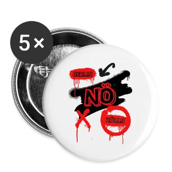 Berlin NÖ Kölln - Cooles Statement Shirt Berlin - Buttons groß 56 mm (5er Pack) - Weiß - Vorne