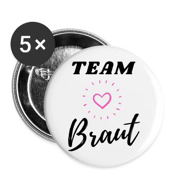 team braut shine - Buttons groß 56 mm (5er Pack) - Weiß - Vorne