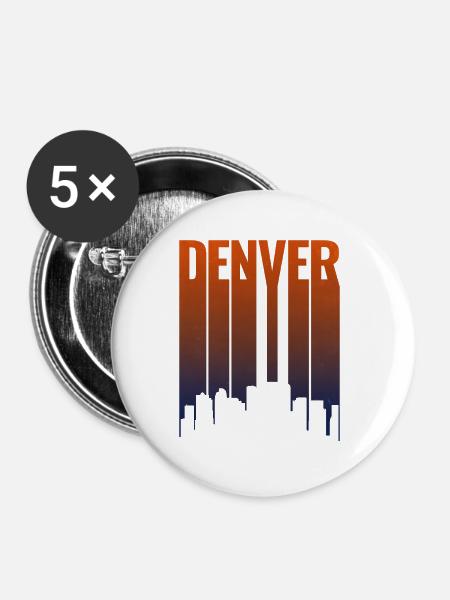 Denver Skyline Farbverlauf - Buttons groß 56 mm (5er Pack) - Weiß