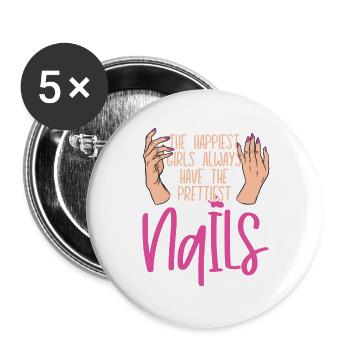 The Happiest Girls Have The Prettiest - Buttons groß 56 mm (5er Pack) - Weiß - Vorne