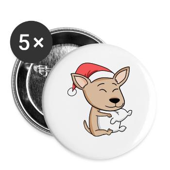Chihuahua Chien Noël Sommeil Fatigué - Lot de 5 grands badges (56 mm) - blanc - Devant