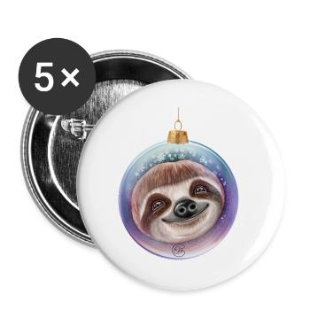 Christmas Sloth Santa - Buttons large 2.2''/56 mm (5-pack) - white - Front