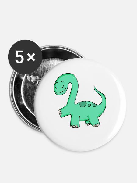 Dinosaurier Motiv - Buttons groß 56 mm (5er Pack) - Weiß