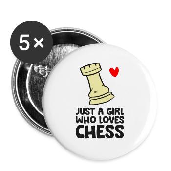 Just a Girl Who Loves Chess - Buttons large 2.2''/56 mm (5-pack) - white - Front