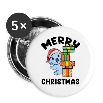 Frohe Weihnachten Koala - Buttons groß 56 mm (5er Pack) - Weiß - Vorne