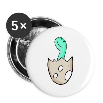 Dinosaurier Ei Dino Motiv - Buttons groß 56 mm (5er Pack) - Weiß - Vorne