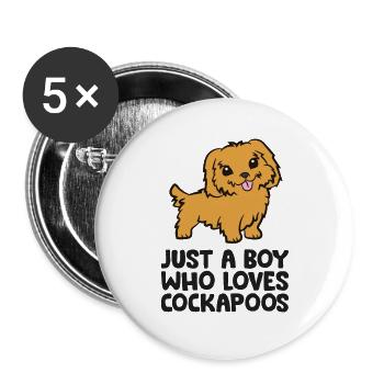 Just a Boy Who Loves Cockapoos - Buttons large 2.2''/56 mm (5-pack) - white - Front