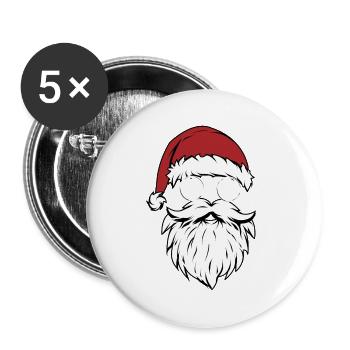 Santa Claus with round glasses and a beard - Buttons large 2.2''/56 mm (5-pack) - white - Front