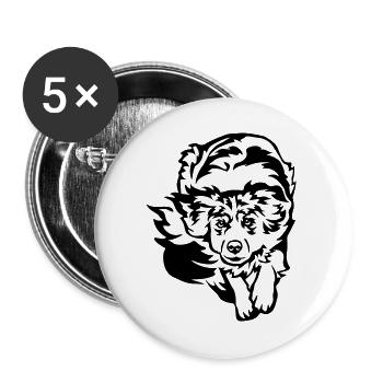 Australian Shepherd - Buttons large 2.2''/56 mm (5-pack) - white - Front