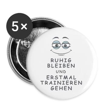 Trainieren gehen - Buttons groß 56 mm (5er Pack) - Weiß - Vorne